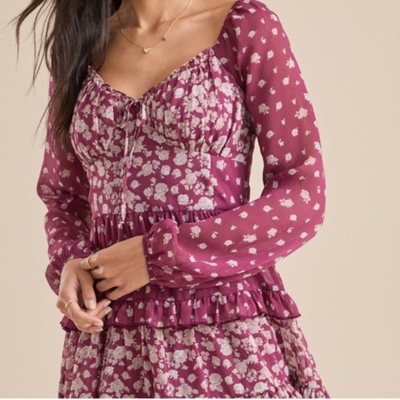 Altar'd State Dresses & Skirts - Altar'd State Burgundy Floral Mini Dress